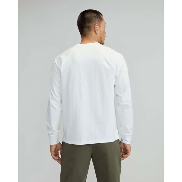 Everlane · Small · Men's Long-Sleeve Crew Tee · White Cotton Raglan - Picture 2 of 7